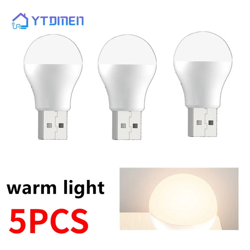 5pcs Mini USB Night Light 5V Super Bright Book Light Reading Lamp for Power Bank/Computer Charging LED Book Lamps