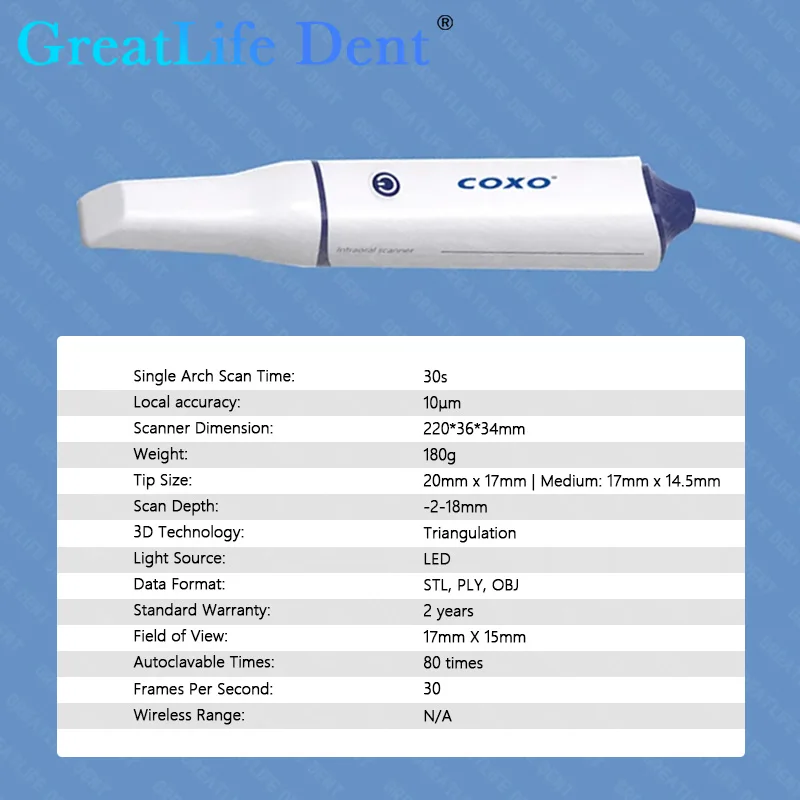 GreatLife Dent Dental COXO DL-300P Intraoral 3D Scanner 3D with Free Software CAD CMD Orthodontic Restoration CE ISO Approved