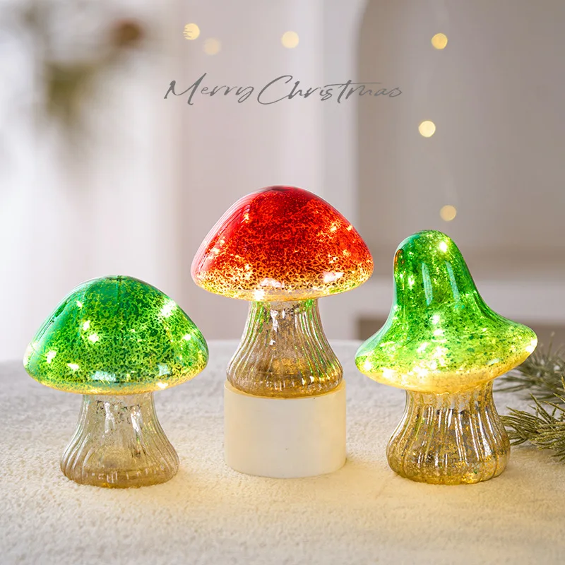 

2025 New Emit Light Mushroom Christmas Decorations Christmas Tree Luminous Ornaments Home Desktop Decoration Xams Small Gifts