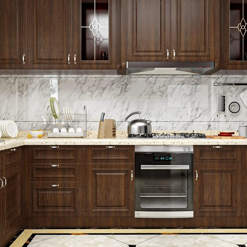 ورق اتصال كبير من الخشب البني الداكن مقاوم للماء يغطي سطح الطاولة ورق حائط ذاتي اللصق لإعادة تشكيل المنزل