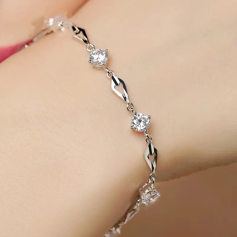 Pulsera de plata de ley 925 con amatista para mujer, brazalete de boda, regalo, 925