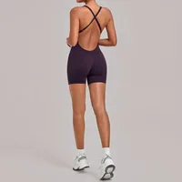New Seamless Gym Workout Sportswear Yoga Sports Jumpsuit Cross Back Tight-Fitting One-Piece Fitness Running Bodysuit for Women - Image 3