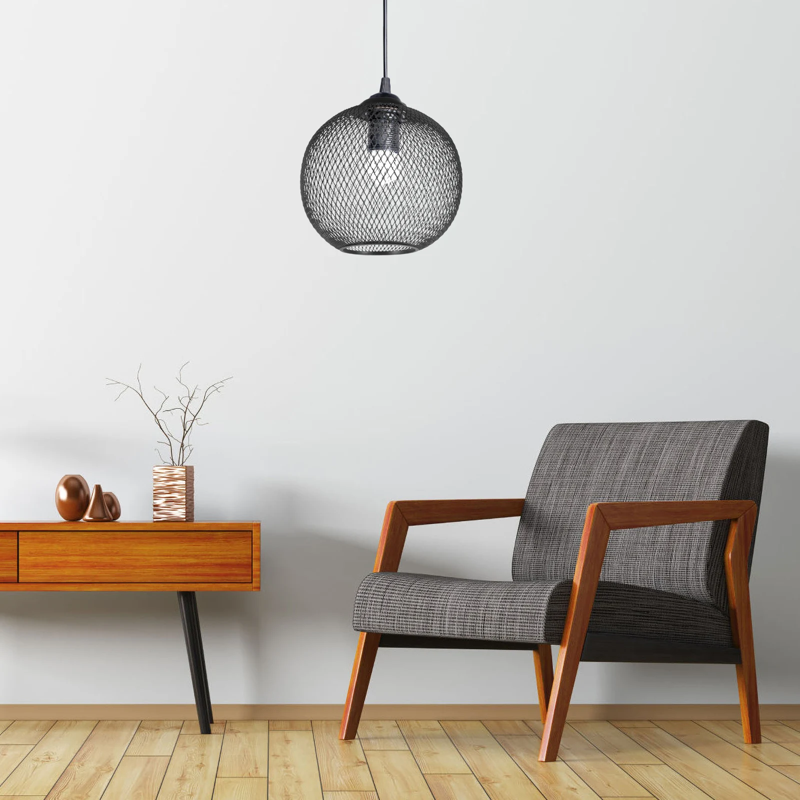 

Iron Wire Globe Lampshade 180mm Black Pendant Light Cover Hollow for Home Restaurant Solar Lighting