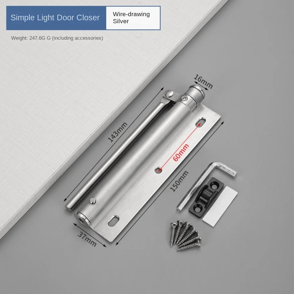 Stainless Steel Automatic Door Closer Anti-Collision Push-Pull Door Silent Door Closer Easy Home Use Hydraulic Adjustable