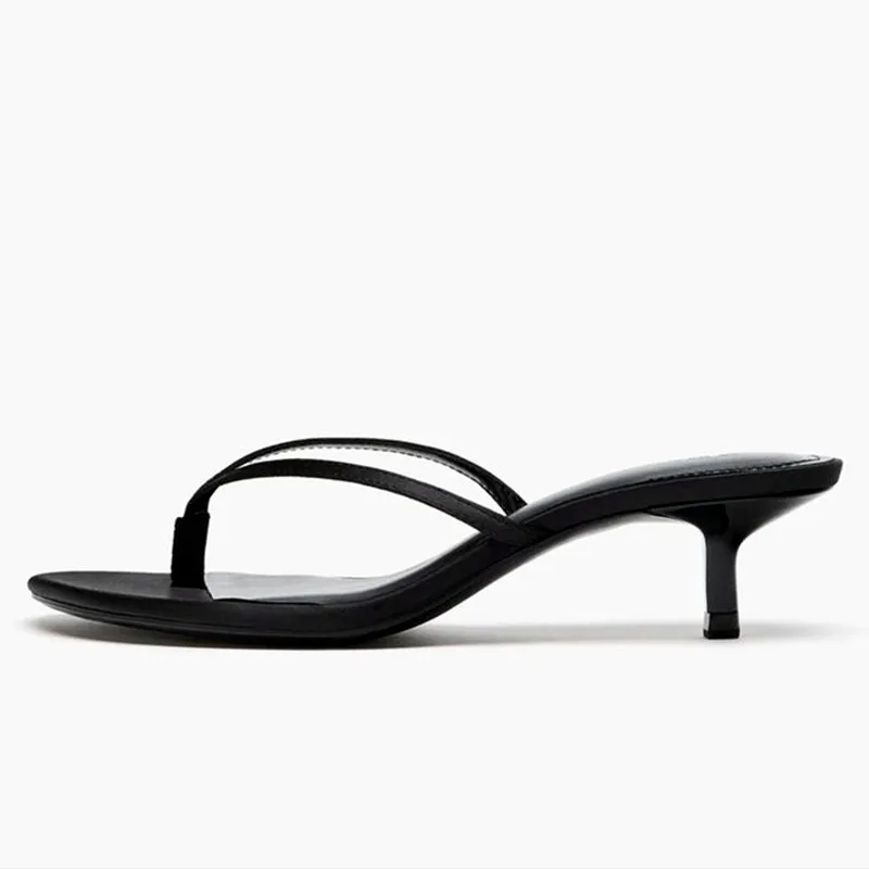 Luxury Satin High-Heeled Flip-Flops Women Sexy Stiletto Sandals for Ladies Summer Elegant Women Shoes Comfortable Beach Slippers view 2