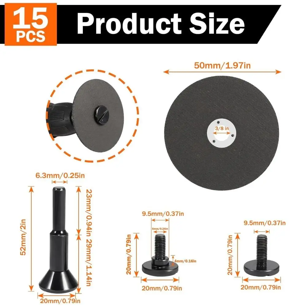 2 Inch Diameter Die Grinder Cut Off Wheel 3/8in Arbor Hole Reinforced Metal Cutting Discs High Speed Abrasive Discs