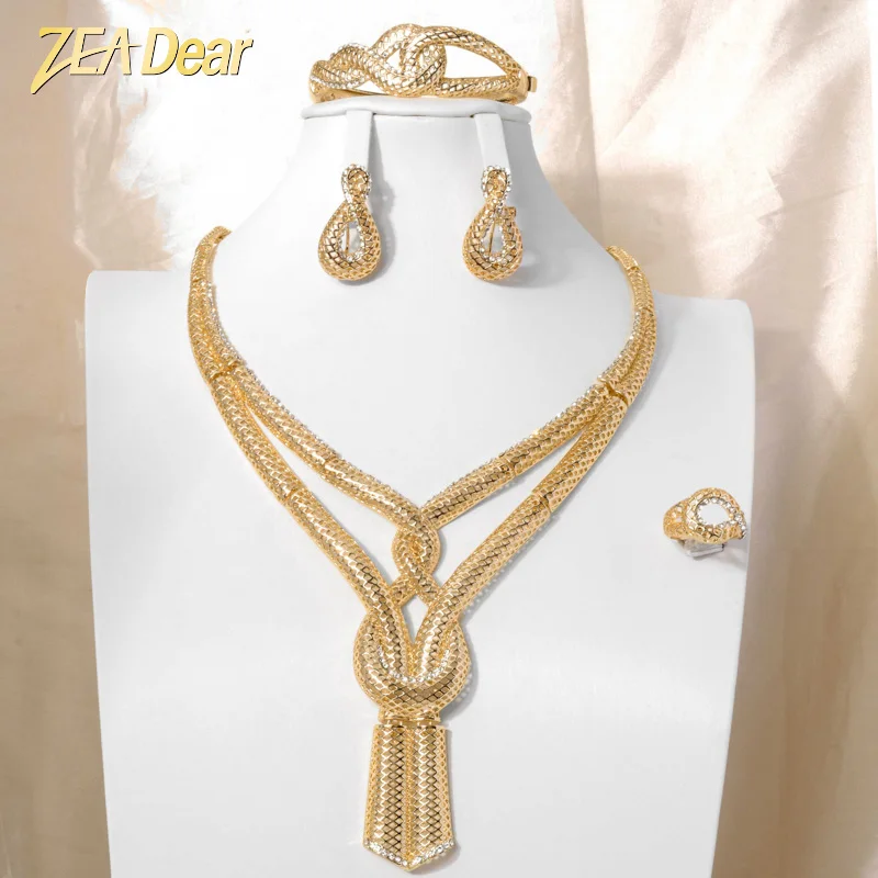 

ZEADear Jewelry South Africa Luxury inlaid crystal shiny Fashion 4pcs Jewelry Set For Indian Women Wedding Accessories Gifts