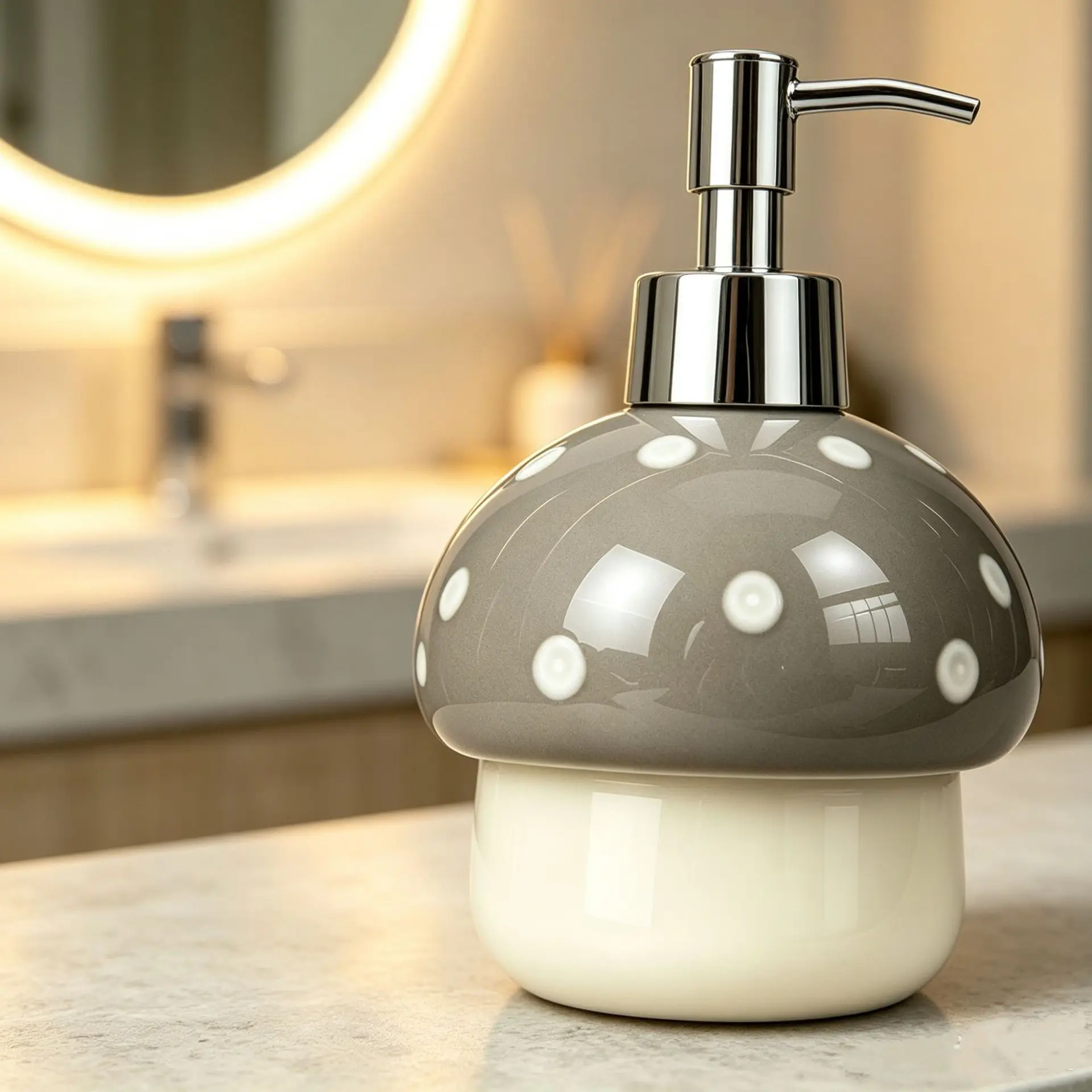 soap dispenser Ceramic lotion bottle with pump head Mushroom shower gel separately bottled Hotel bathroom hand bottle dispenser