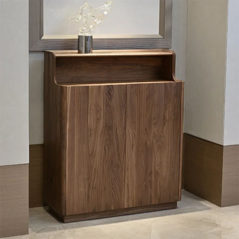 All solid wood furniture customized Nordic minimalist modern luxury living room entrance cabinet North American black walnut sho