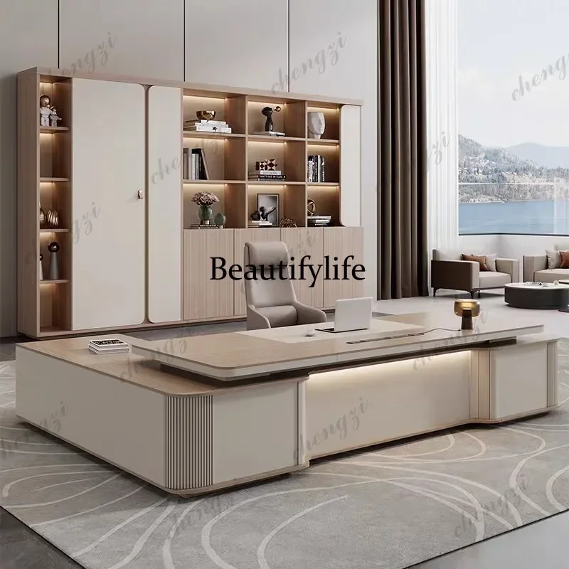 X188 Multi functional minimalist design office table Modern high-end luxury Computer desk Boss Manager President office