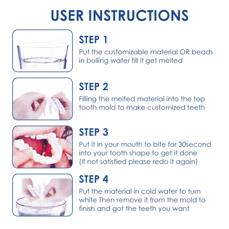 Dental Prostheses Box Adjustable Temporary Resin False Braces Perfect Fit Teeth Whitening Fake Tooth Cover Snap On Smile Veneers