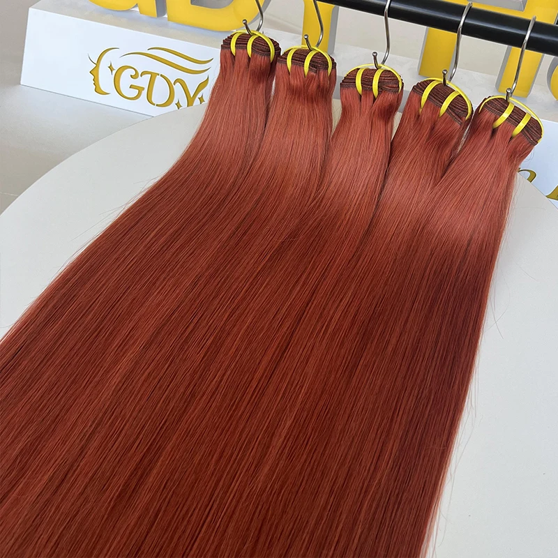 Ginger Straight Pacotes de cabelo humano para mulheres, cabelo brasileiro Remy, 100% cabelo humano, Weave Bundles, #350