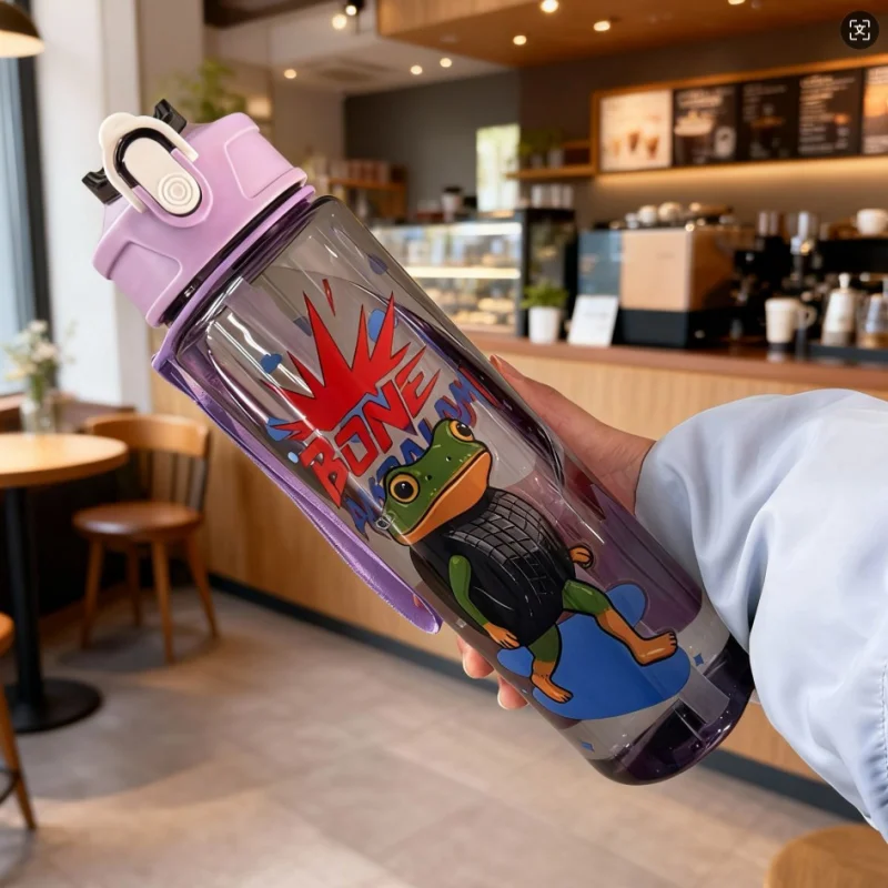 زجاجة مياه برينروت الإيطالية زجاجة مياه تونغ تونغ صحور مع شفاطة أكواب مياه رياضية خارجية غلاية شرب كرتونية