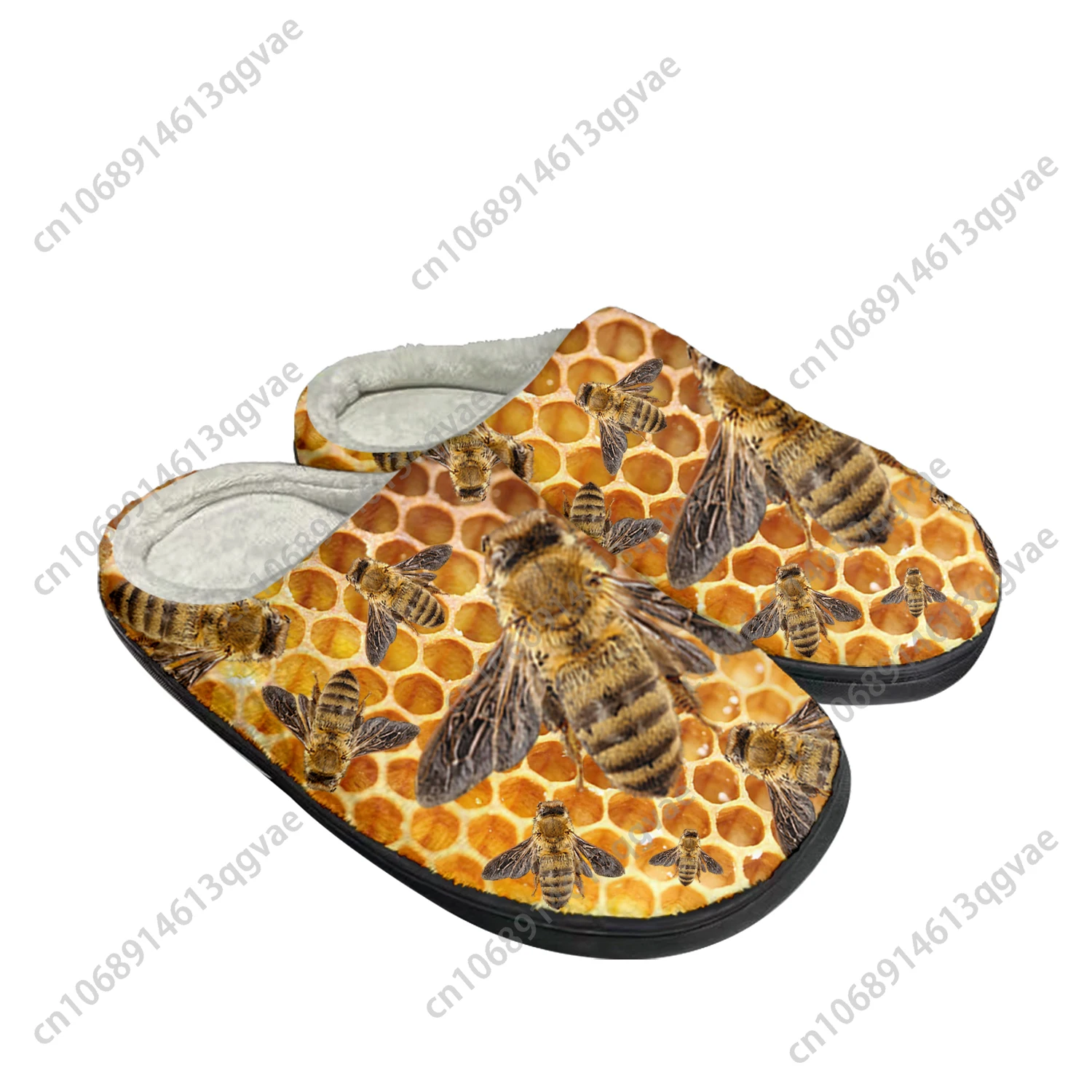 

Bee Honeybee Home Cotton Custom Slippers Mens Womens Sandals Pop Hot Plush Bedroom Casual Keep Warm Shoes Thermal Slipper Black