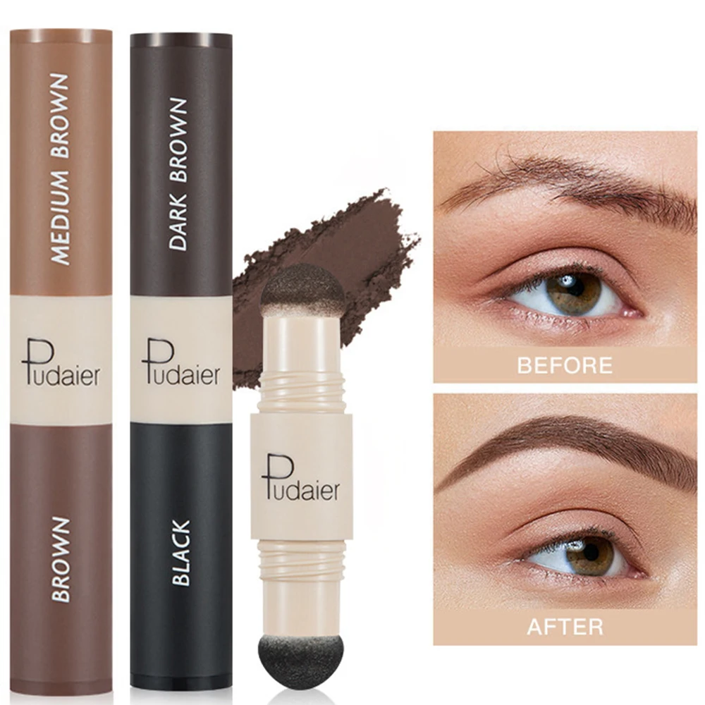 両端アイブロウパウダー、汚れ防止、防水、3Dアイブロウマスカラ、輪郭を整えるヘアラインシャドウパウダー