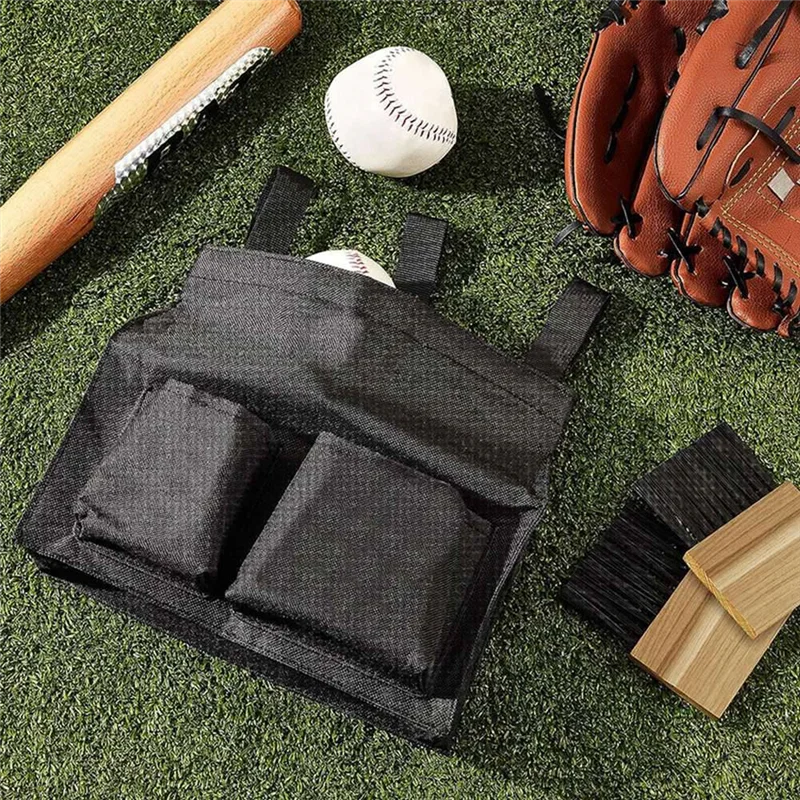 A29Z-2 Pack Umpire Ball Bag Umpire Gear With 2 Side Pockets Umpire Gear For Baseball Big Softball Belt Extra Durable Black