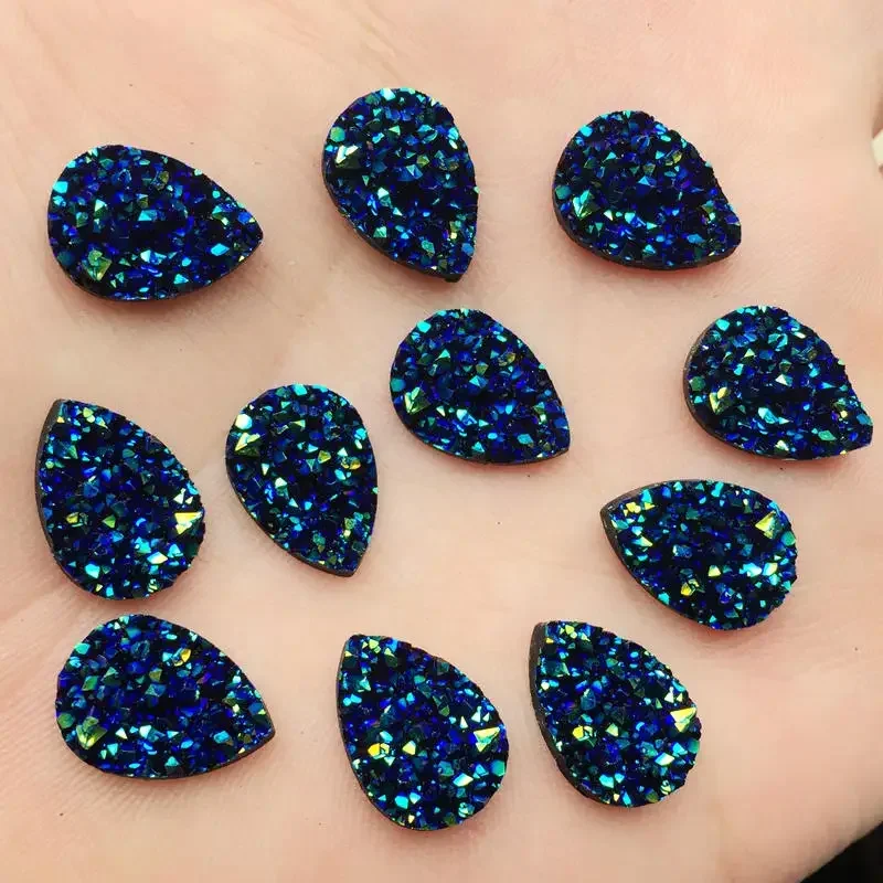 Glitters 50PCS 10*14mm  AB Colors Mineral Surface Resin Rhinestone Flatback Cabochon Stone DIY Wedding Decoration Crafts -A57