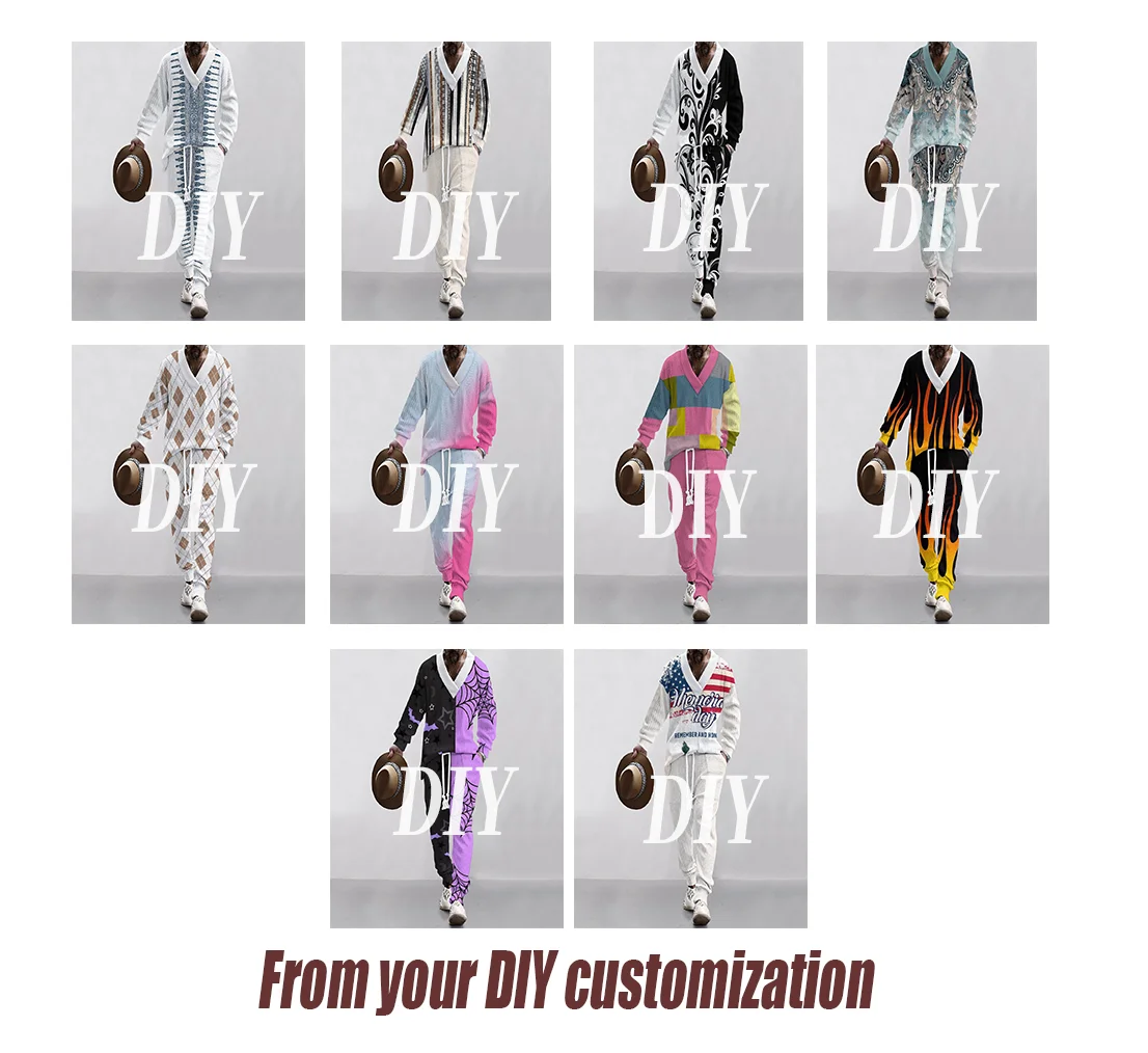 

Мужской длинный набор из двух предметов своими руками, настраиваемый, с эксклюзивным логотипом, 3D-цифровая печать, доступная настройка визуального удара