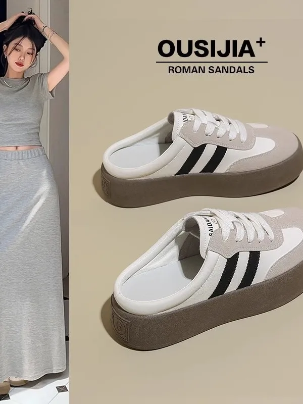 Unisex Casual Shoes Slippers Open Toe Thick Bottom Women's Footwear Versatile Comfortable Summer Season PVC Outsole Artificia...