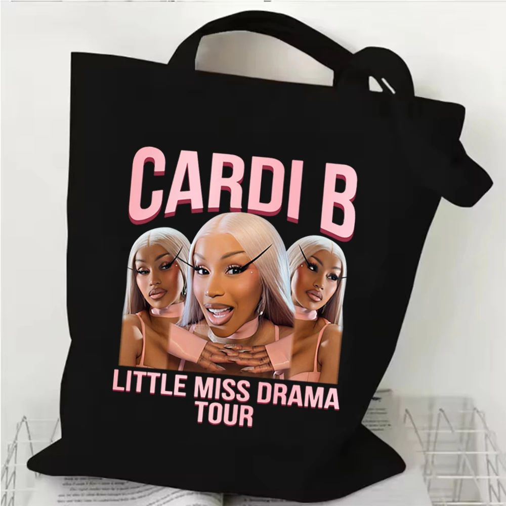 

Little Miss Drama Tour 2026 Cardi B Merch Холщовая сумка для покупок Y2k Сумка для покупок Сумка для покупок для фанатов Подарок