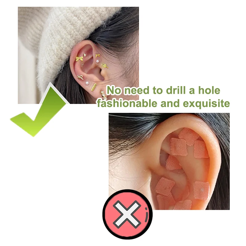 10 رقعة عصرية ملونة على شكل وردة مستديرة من حجر الراين ملصقات نقطة الأذن عصا ضغط الأذن ملصقات أذن للتدليك