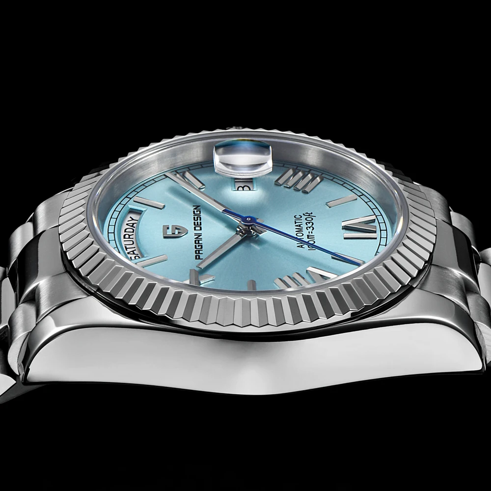 PAGANI DESIGN 2024 Herrenuhr, luxuriöse mechanische Uhren, Herren-Saphirglas, 100 m wasserdicht, Edelstahl, Tageskalenderuhr