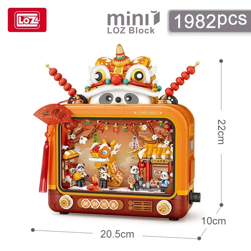 LOZ-1966 Panda shadow play TV Spring Festival building blocks toy educational model assembled decoration boy New Year toy gift