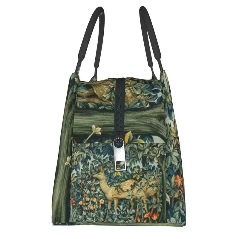 William Morris Deers And Birds In Forest Insulated Lunch Bags Floral Animal Art Thermal Cooler Food Lunch Box Office