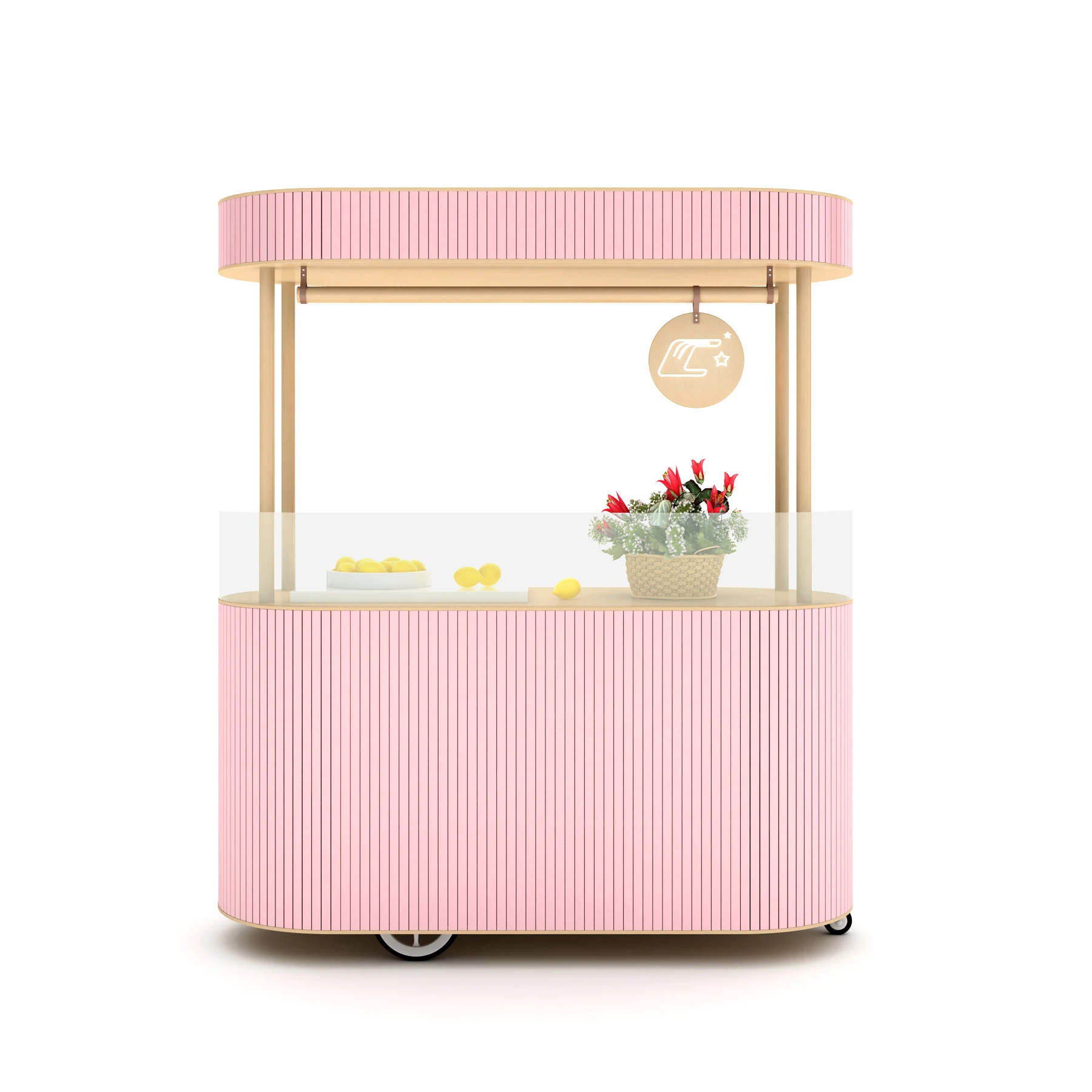 

Pink Small Portable Movable Bar High Quality Bar Counter Top Bar I Shape Square Outdoor Restaurant Club Counter Table Design