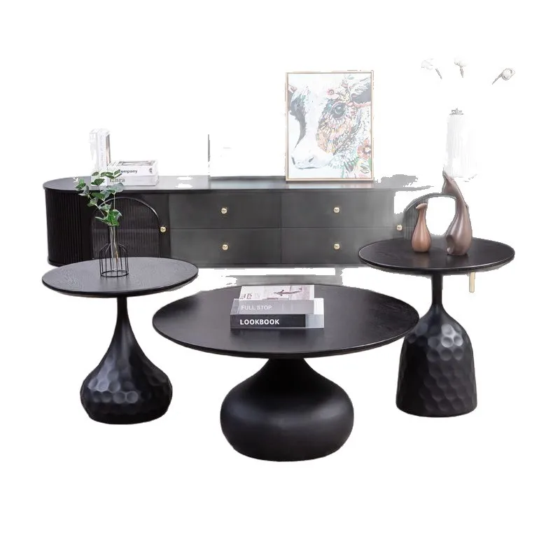 

Solid wood coffee table, living room household, round coffee table