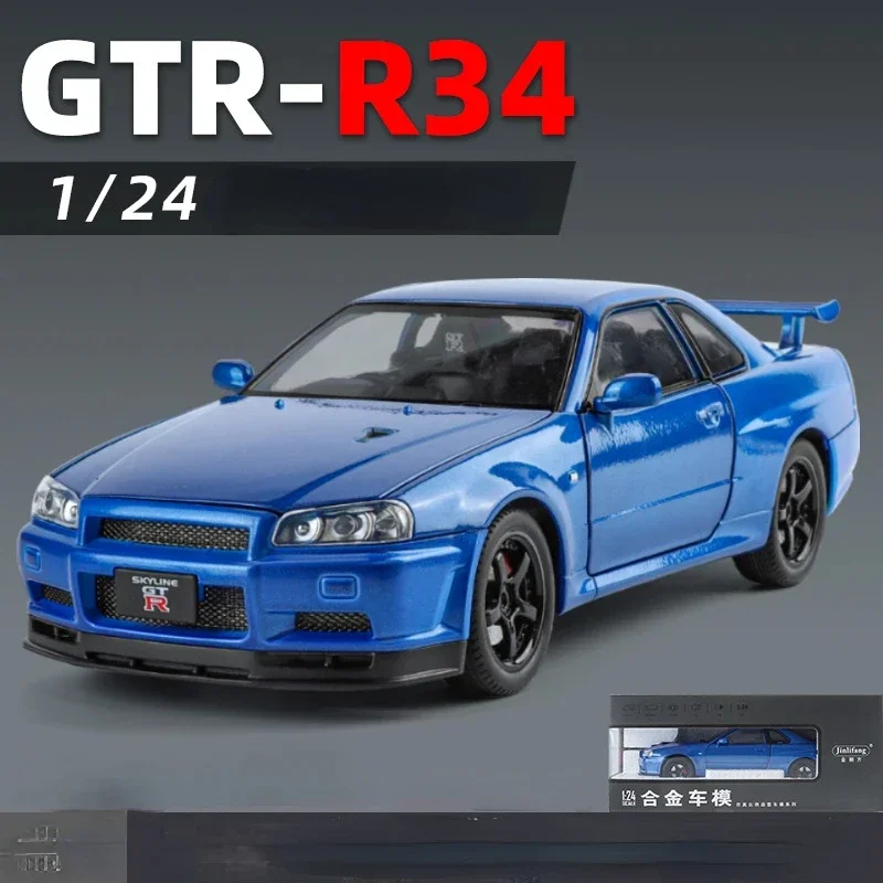 

1:24 Skyline GTR R34 Fast & Furious Alloy Car Model Sound Light Collective Miniature Voiture Diecast Toy Vehicle Boy C342
