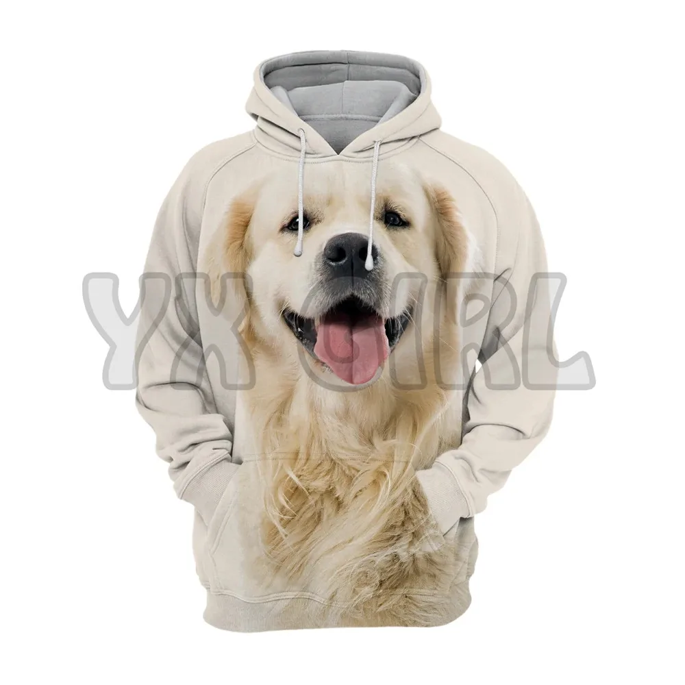 Animals Dogs Golden Retriever Adorable   3D Printed Hoodies  Unisex Pullovers Funny Dog Hoodie Casual Street Tracksuit