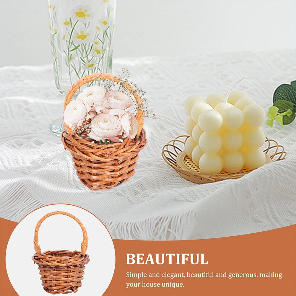 

6Pcs Desktop Flower Baskets Mini Portable Handle Design Easy Carry Lightweight Decorative Basket for Simulated Flowers Picnic