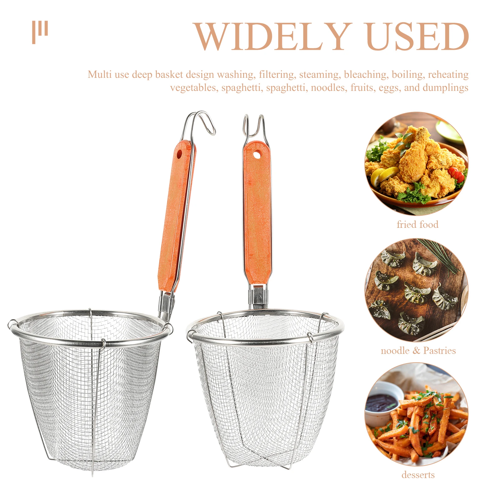 

4pcs Stainless Steel Noodle Strainer Basket Mesh Filtering Ladle For Pasta Spaghetti Dumpling Kitchen Cookware Colander Spoon