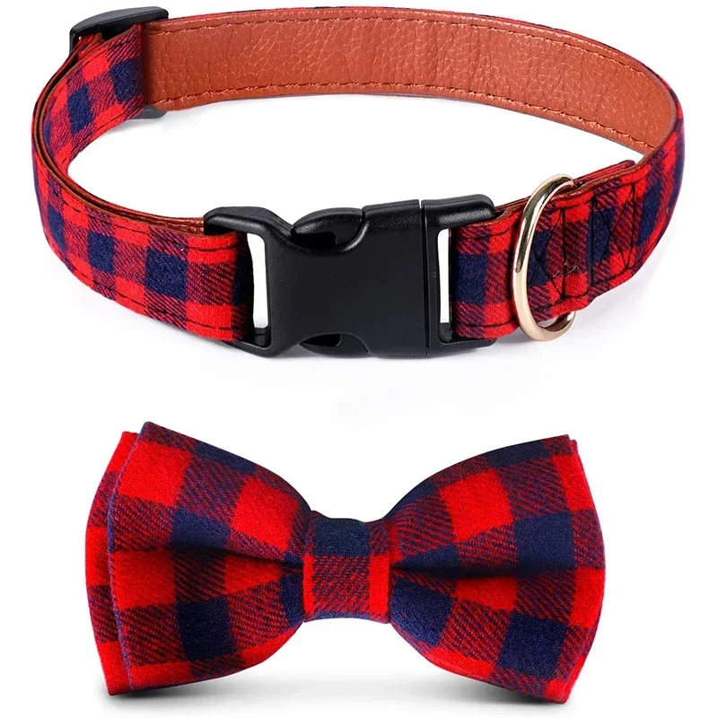 Dog Bow Tie Plaid Dog Collar Cat Bowtie Adjustable Soft Pet Bowknot Necklace for Small Medium Dogs Puppy Cat Best Gift Chihuahua