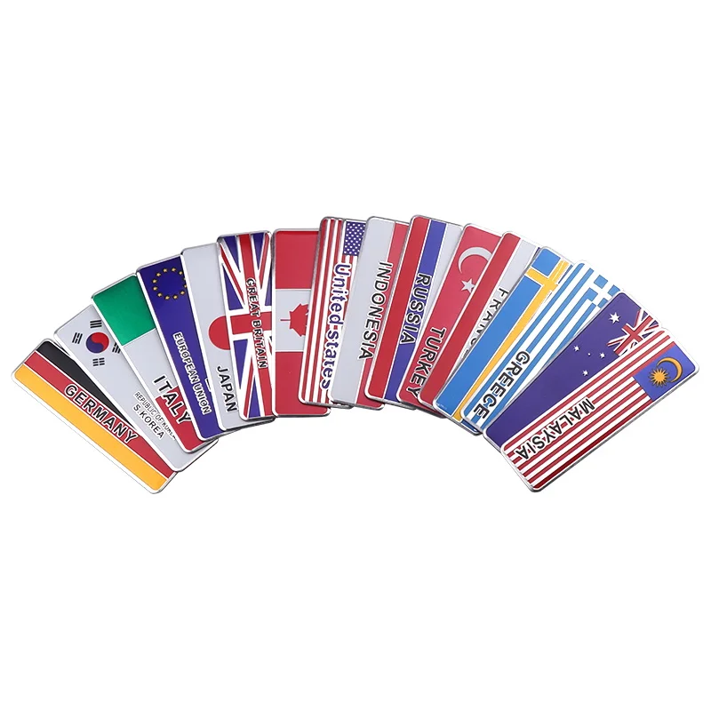 3d aluminium legierung italien deutschland frankreich russland japan schweden australien eu flagge abzeichen aufkleber auto dekoration aufkleber