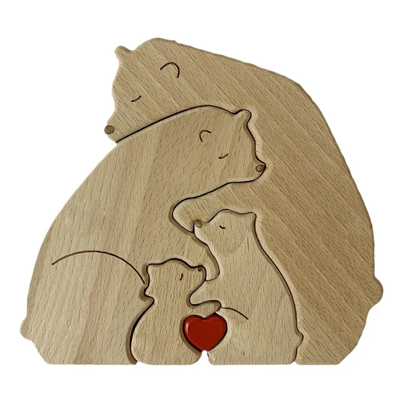 

Personalized Bear Family Names Puzzle, Custom Wooden Bear Sculpture Decorative Gifts For Mom And Dad, Family Puzzle Easy To Use