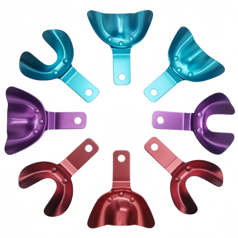 1pair Dental Impression Trays Aluminum Non-Perforated Solid Structure Durable Autoclavable Reusable Dentistry Impression Tools