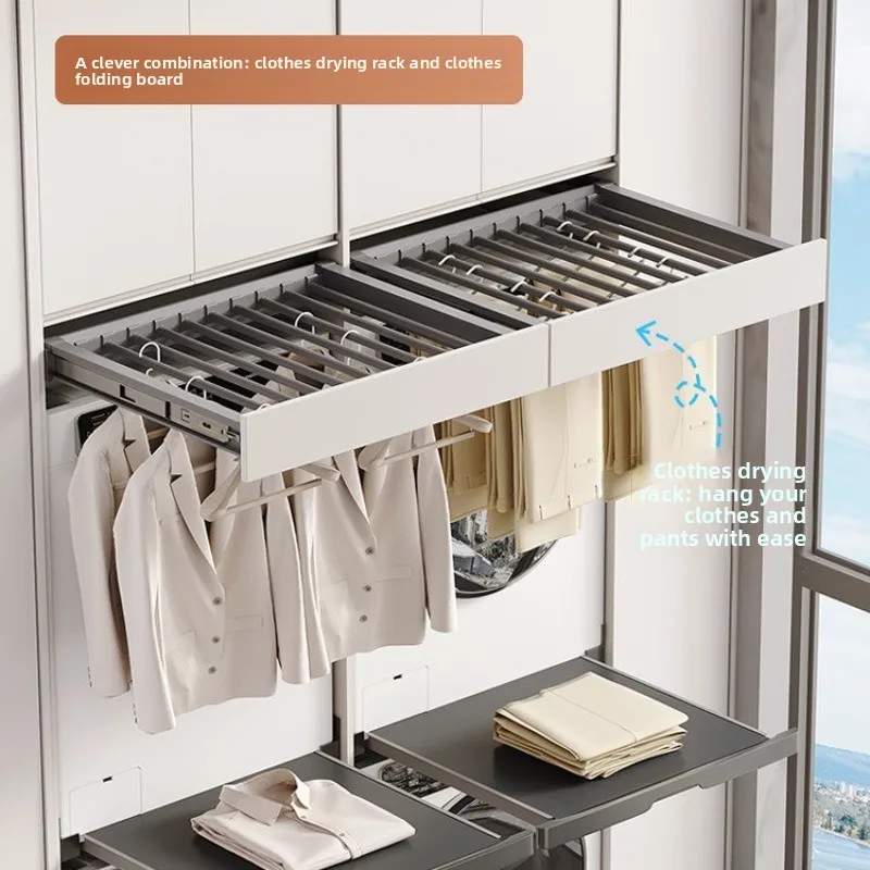 Invisible Drying Rack for Washing Machine, Hidden Pull-out Hanger above the Balcony of Pants Rack