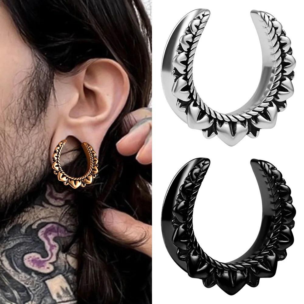 Vankula 2PCS Saddle Ear Tunnels Plugs Gauges Piercing Ring Studs Stretchers Body Piercing Jewelry Fashion Earrings Expander