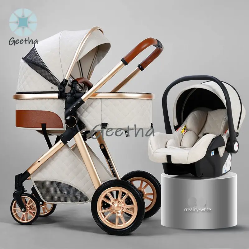 Multi-functional Stroller Baby 4 in 1  High Landscape Can Sit Reclining Light Folding Two-way Eggshell Design Baby Stroller