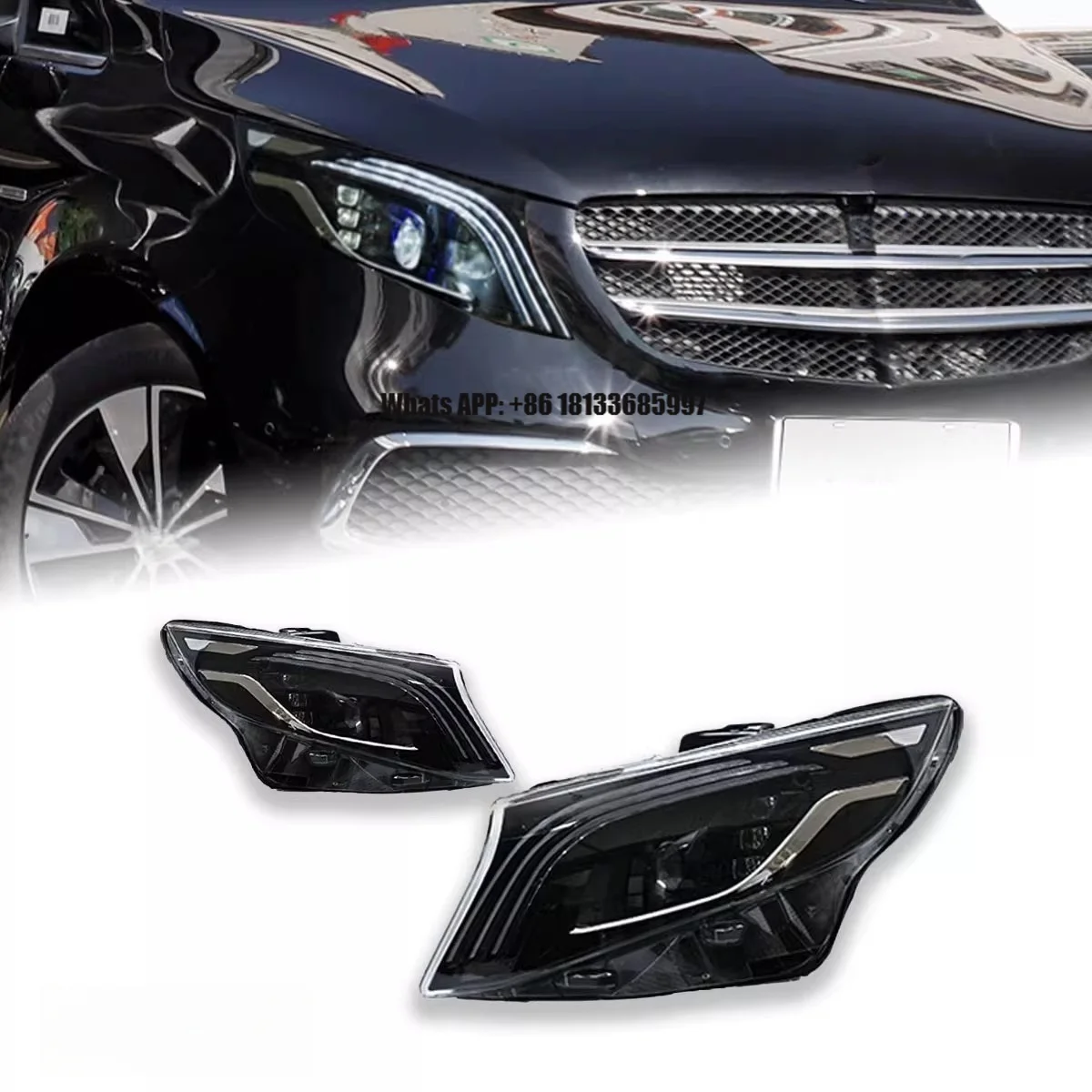 

Светодиодные фары для Mercedes-Benz V-класса в стиле Maybach с ДХО, 2016-2023 гг.