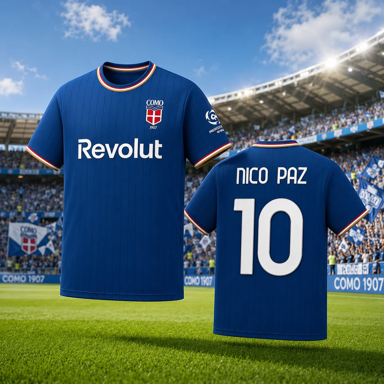 26‑27 Como FC Nico Paz No.10 Football Jersey, Men Short Sleeve Quick‑Dry Breathable Soccer Shirt, Summer Training Match Uniform