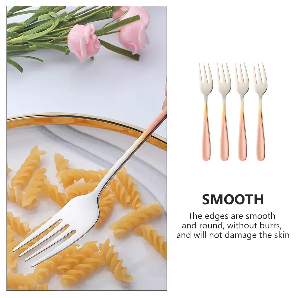 

4Pcs Stainless Steel Dessert Forks Portable Reusable Salad Forks Home Kitchen Utensils Gifts Fork for Appetizer