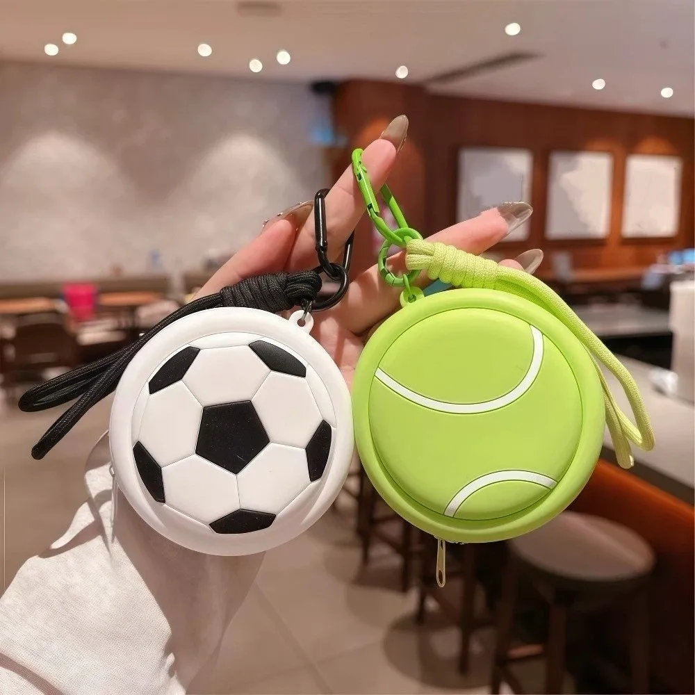 Baseball Sporty Ball Shaped Coin Purse Waterproof Trendy Headphone Pouch Basketball Small Size Storage Bag Gift Giving
