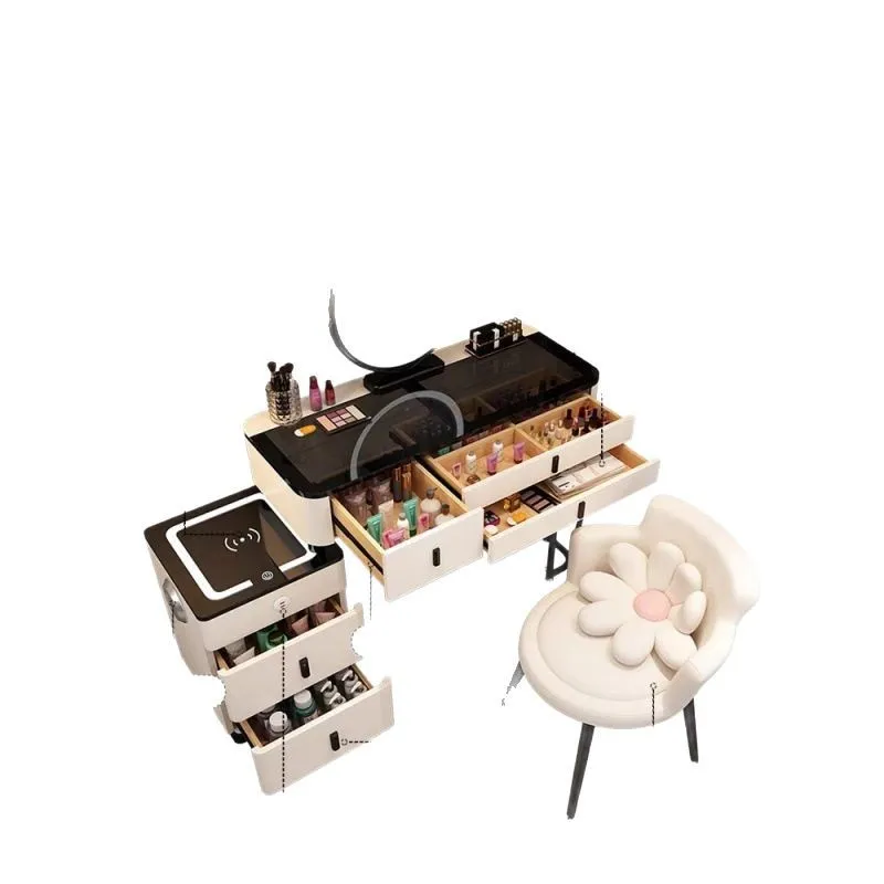 

2025 bedroom dressing table modern simple multi-function integrated intelligent wireless charging