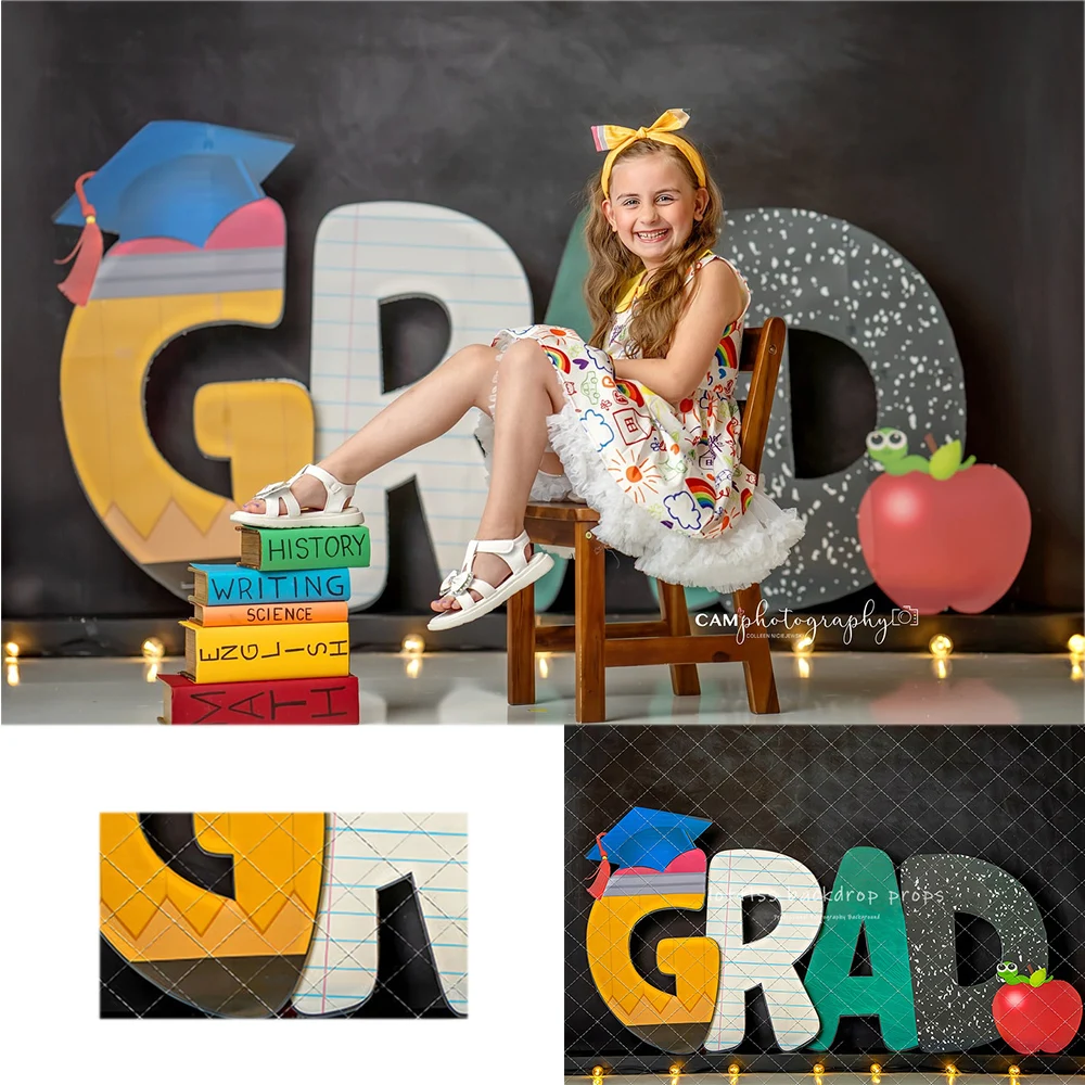 

Little Grad Backdrops Kids Graduation Photography Child Baby Photocall Decors Girl Boy Photocall Classroom Blackboard Background