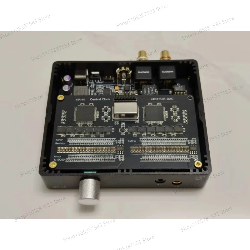 Yun Upgraded R2R V4.0 Decoder RCA/3.5/4.4 Output Supports Coaxial / USB Input with Volume Adjustment CNC Case PCM 24bit