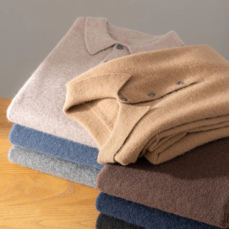 

Мужской свитер с круглым вырезом, кашемировый пуловер с полупуговицами, осень-зима, 100% кашемировый трикотаж, элегантная повседневная одежда с закрученным цветком, топы