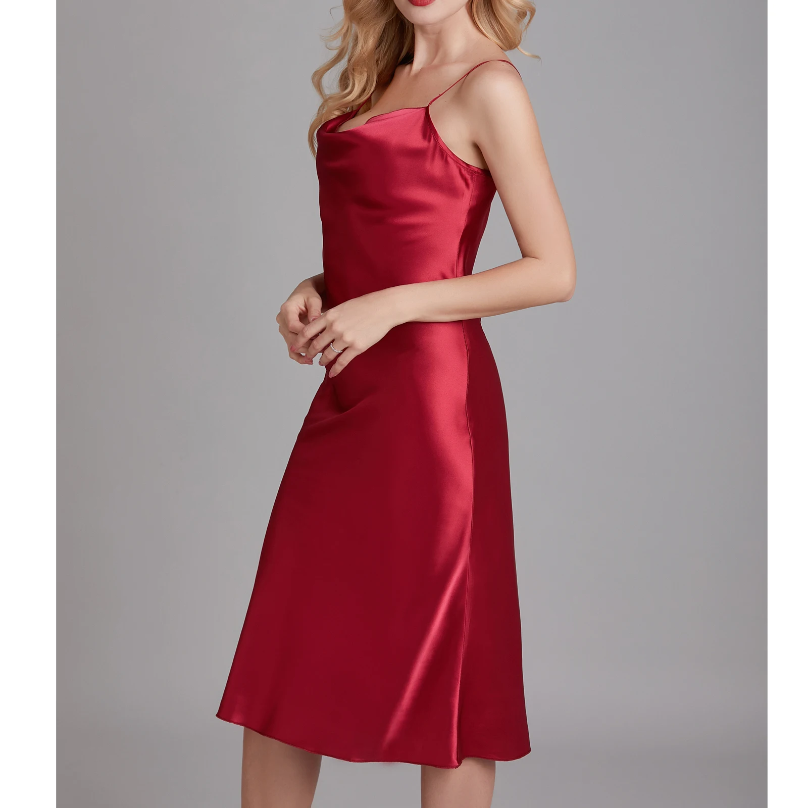 

Women Elegant Cowl Neck Camisole Nightgown Silky Ice Silk Lightweight Ladies Stylish Comfortable Daily Home Wear